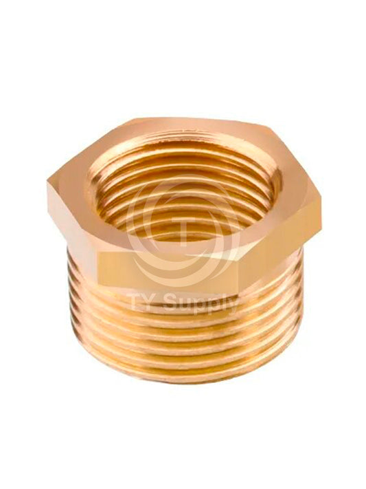 Hex Brass Reducer Bushing Threaded Pipe Fitting 1/2″ NPT Male x 3/8″ NPT Female Adapter