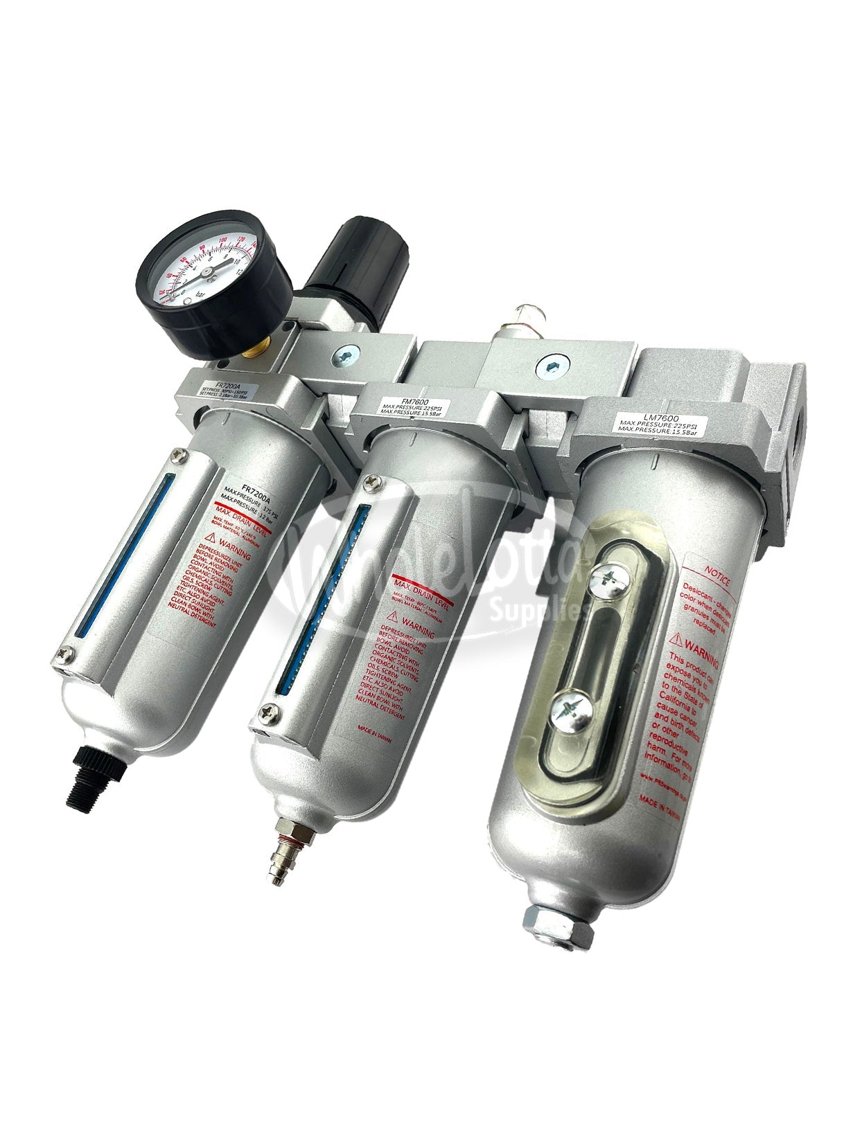 HEAVY DUTY 3/4″ NPT 3 Stage Industrial Grade Filter Regulator Coalescing Desiccant Dryer System w/ Auto Drain