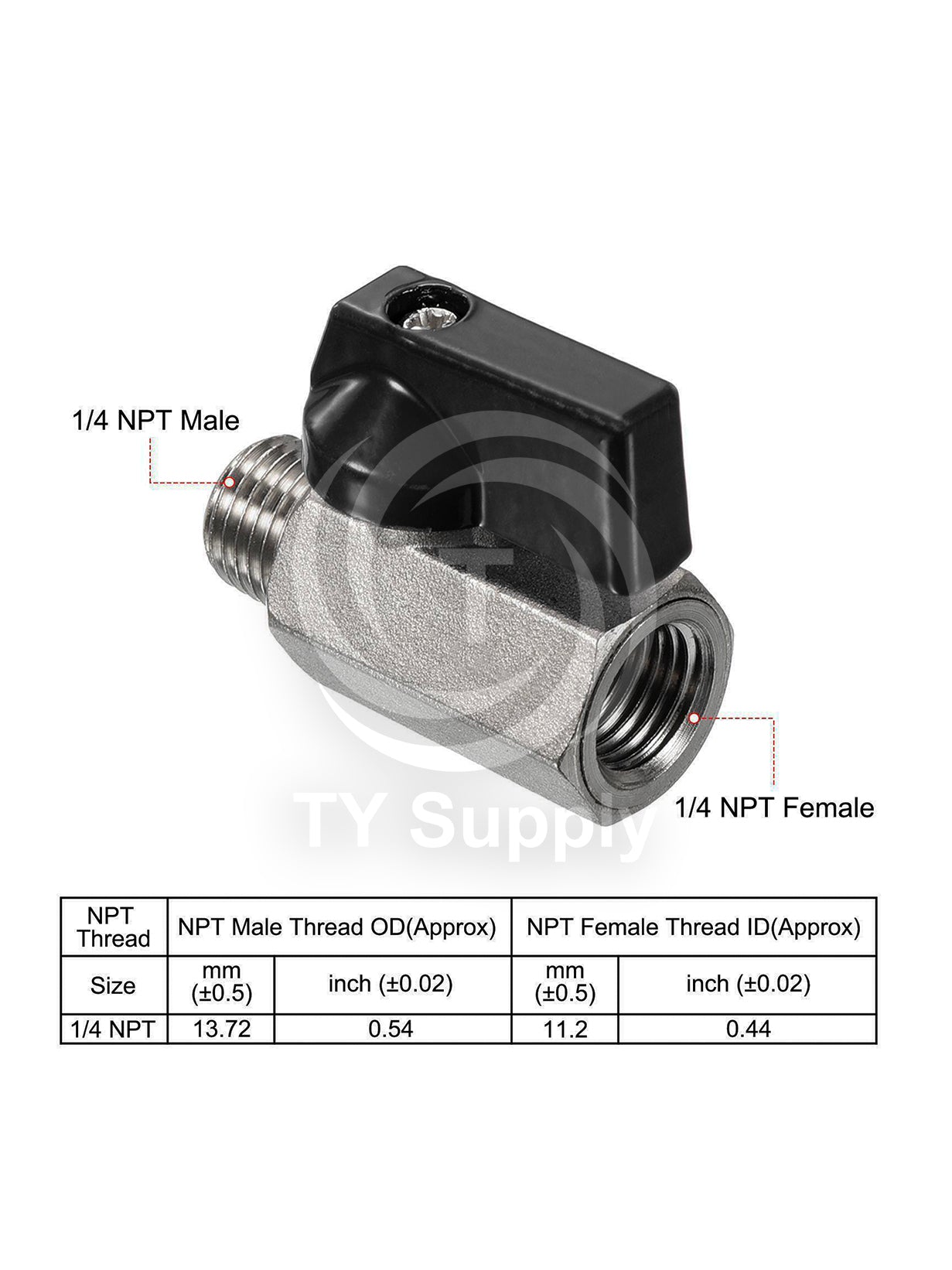 1/4″ NPT Male Brass Mini Ball Valve H Series NPT Female to Male Shut-Off Valve