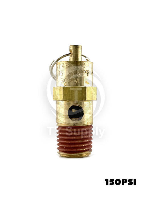 150 PSI 1/4" Male NPT Air Compressor Pop Off Pressure Relief Safety Valve Solid Brass 58 SCFM
