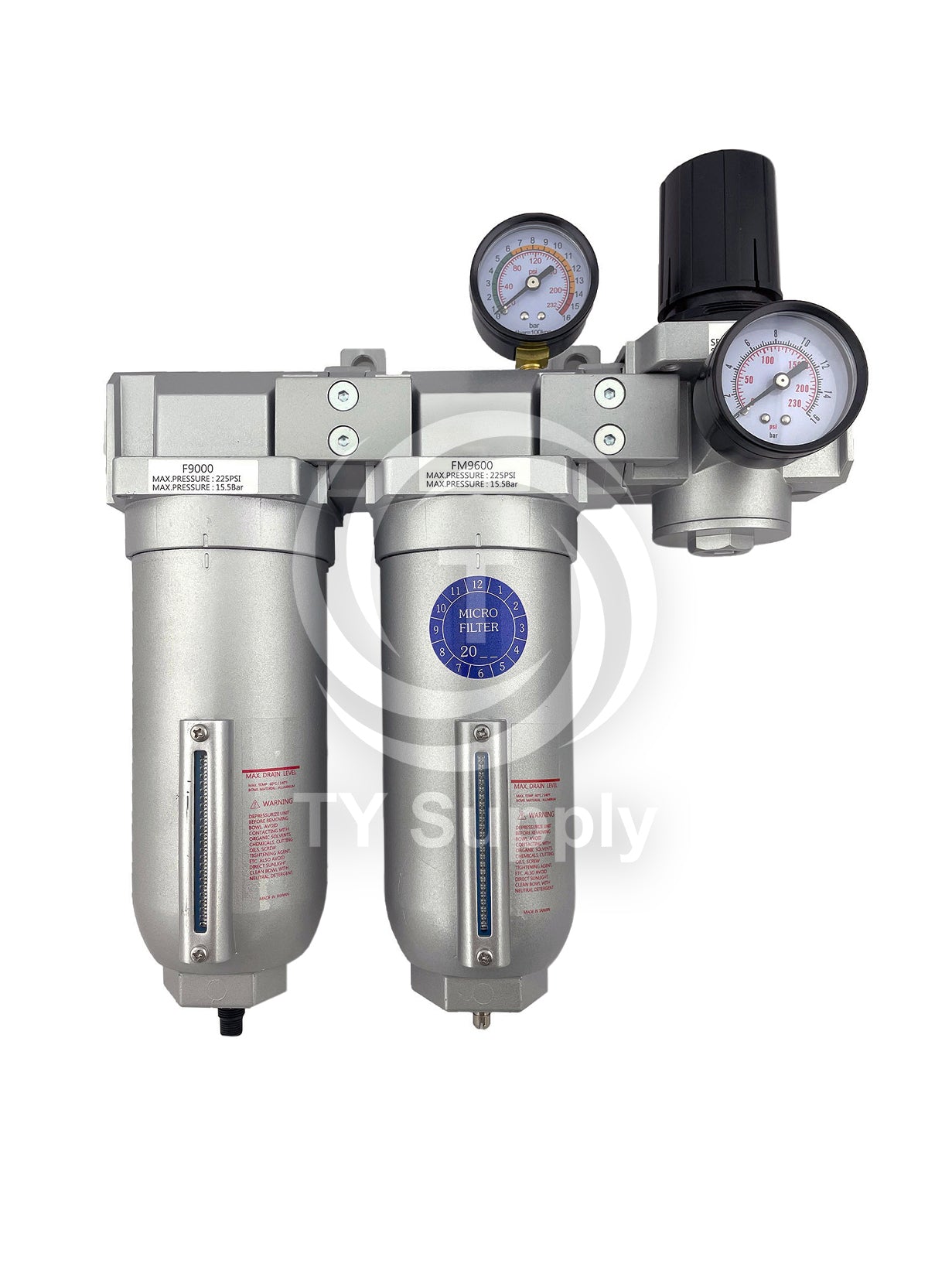 SUPER DUTY 1″ NPT 2 Stages Filter Industrial Grade Coalescing Regulator System w/ Auto Drain
